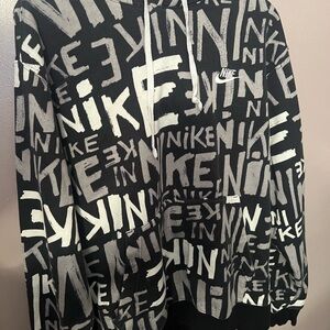 Nike Men's Black and Gray Logo Hoodie Like New Size L